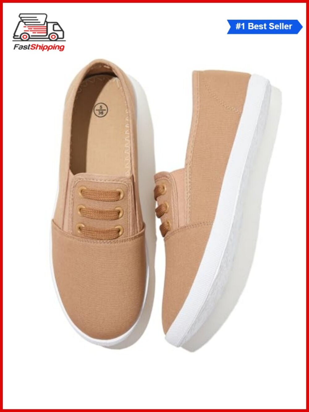 ✨ Canvas Slip On Sneakers Casual Walking Non Slip Work Shoes